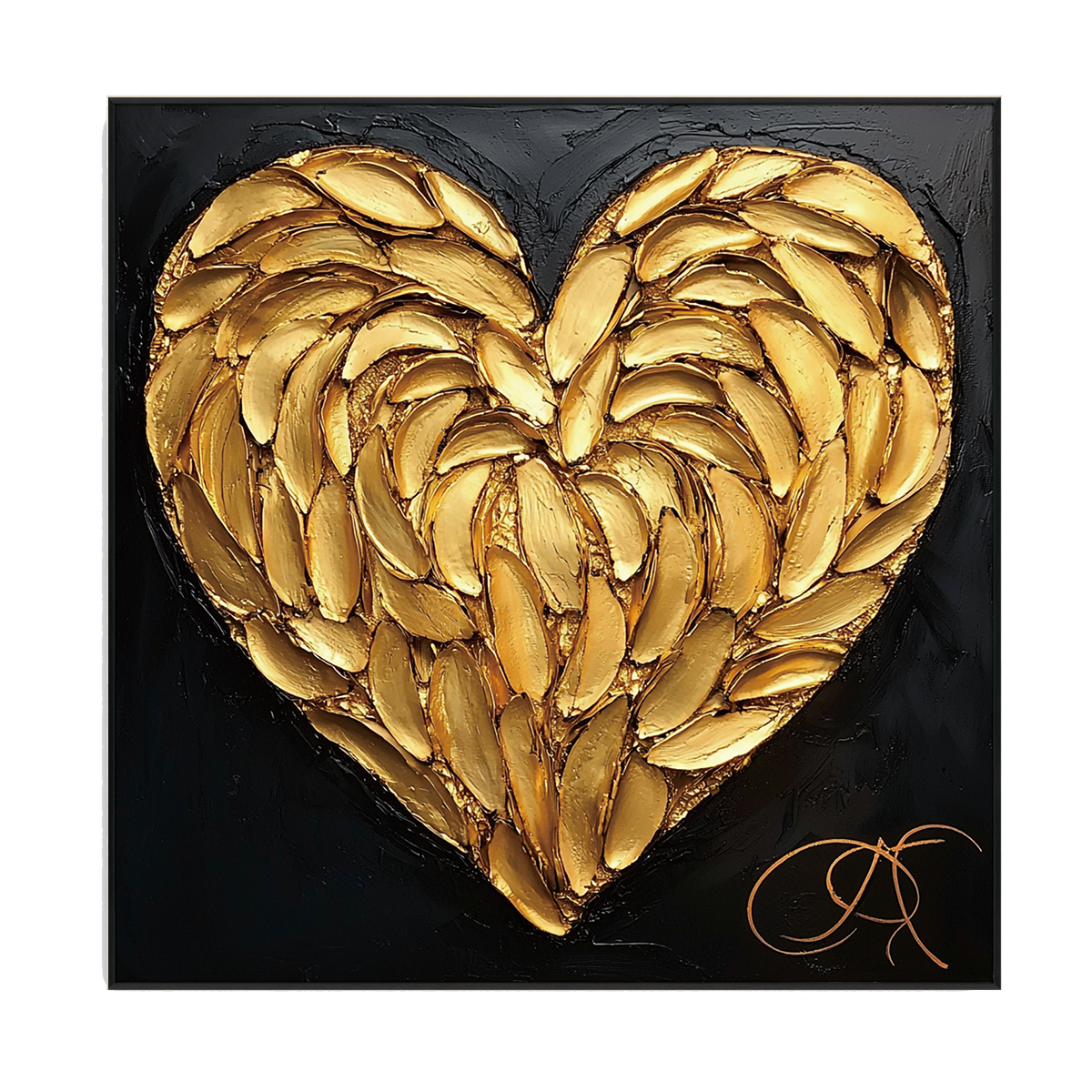 Golden Heart Textured Painting #PIX8