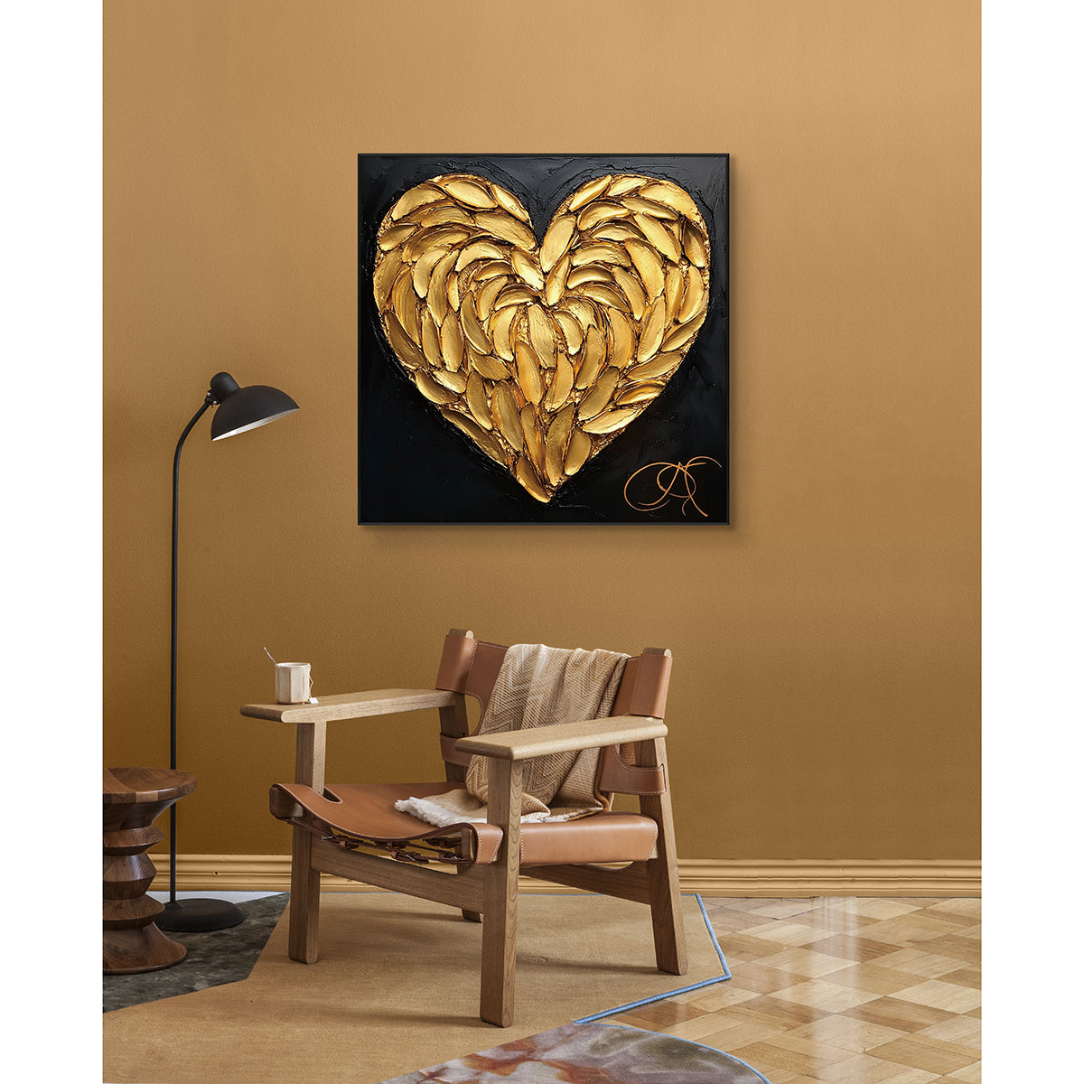 Golden Heart Textured Painting #PIX8
