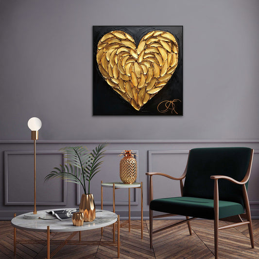 Golden Heart Textured Painting #PIX8