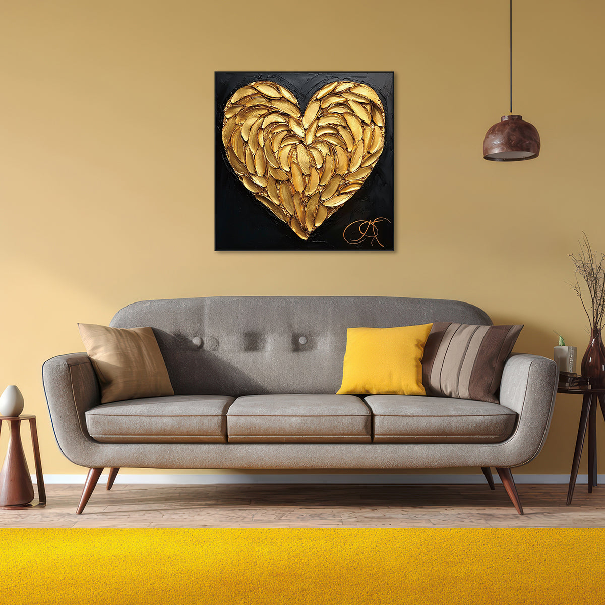 Golden Heart Textured Painting #PIX8