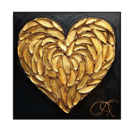 Golden Heart Textured Painting #PIX8