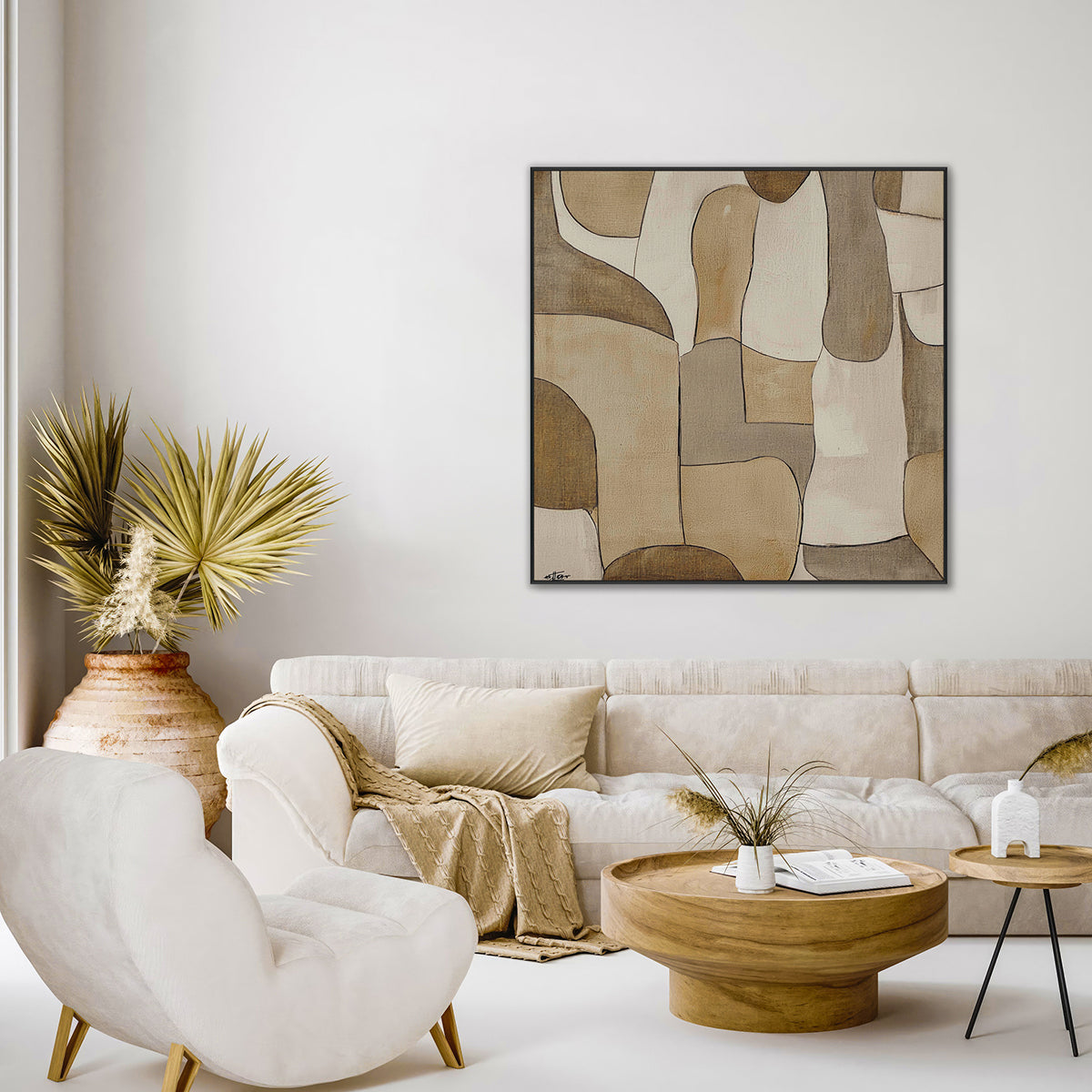Earth Tone Harmony Minimalist Abstract Painting #PKK3