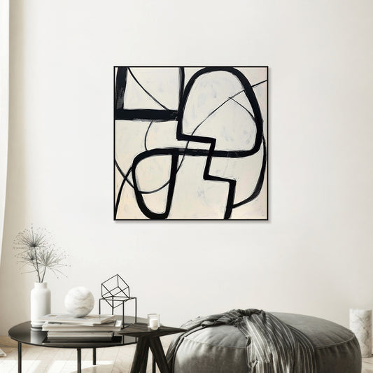 Monochrome Motion Black and White Abstract Painting #PKS6