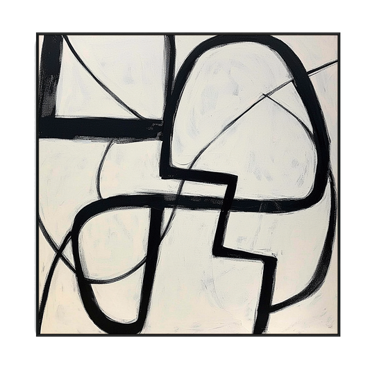 Monochrome Motion Black and White Abstract Painting #PKS6