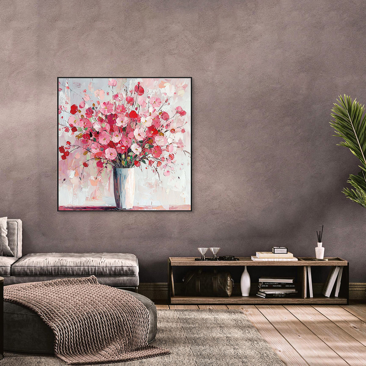 Blooming Grace Pink Floral Textured Painting #PLK2