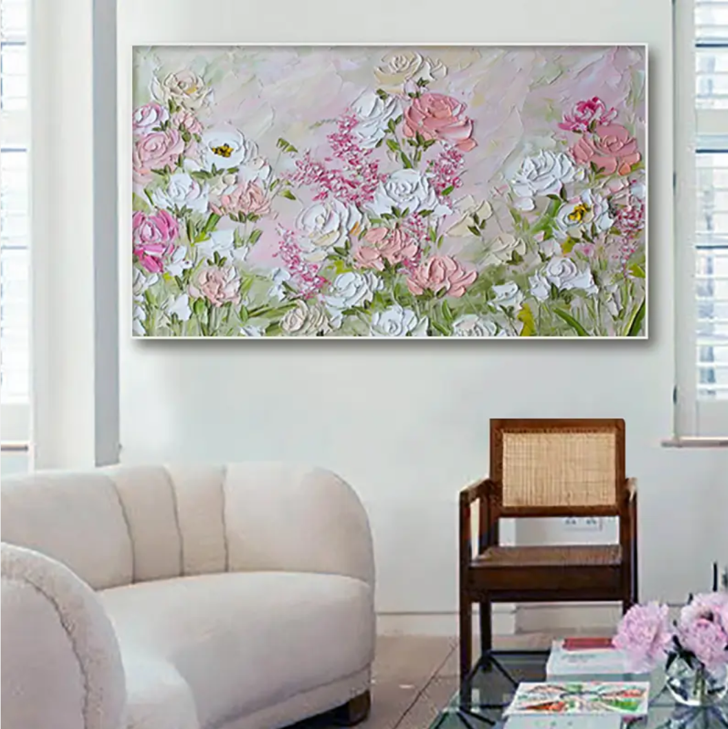 Blush Garden Harmony Floral Abstract Painting