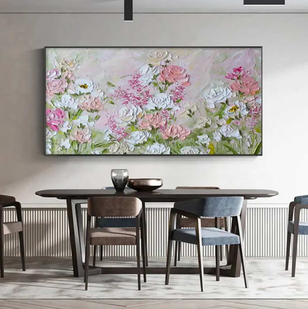 Blush Garden Harmony Floral Abstract Painting