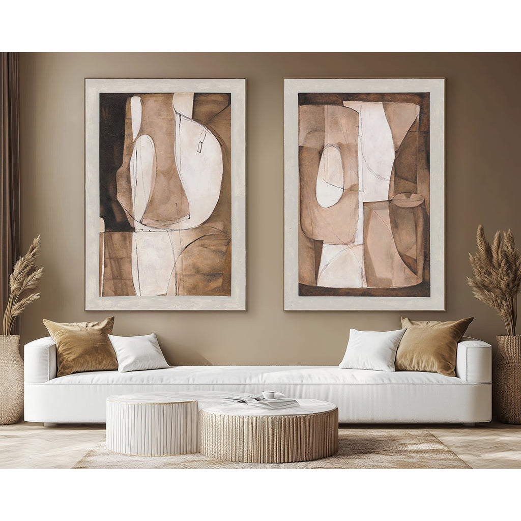 Brown Linear Abstract Painting #R1012