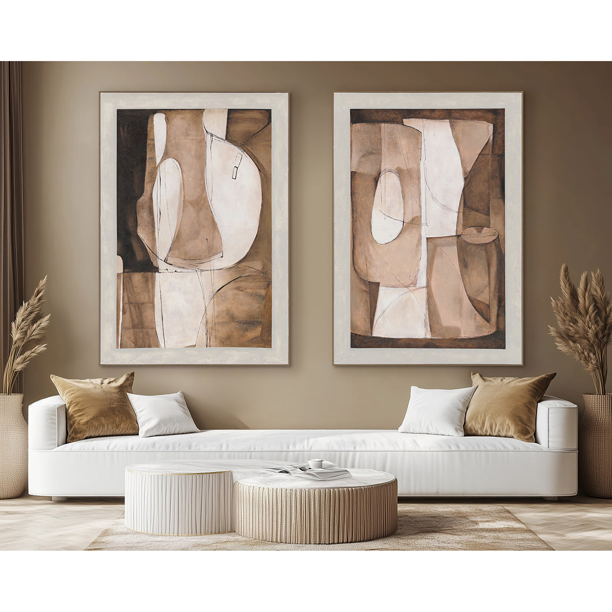 Brown Linear Abstract Painting #R1012