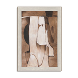 Brown White Curved Abstract Art #R1014