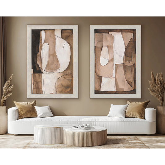 Brown Abstract Linear Geometric #R1015