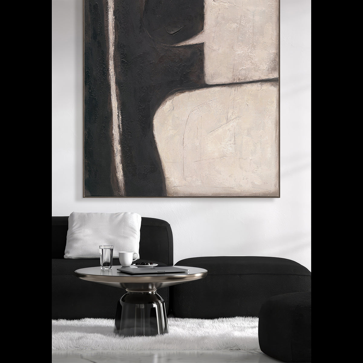 Monochrome Edge  Textured Abstract #R1016