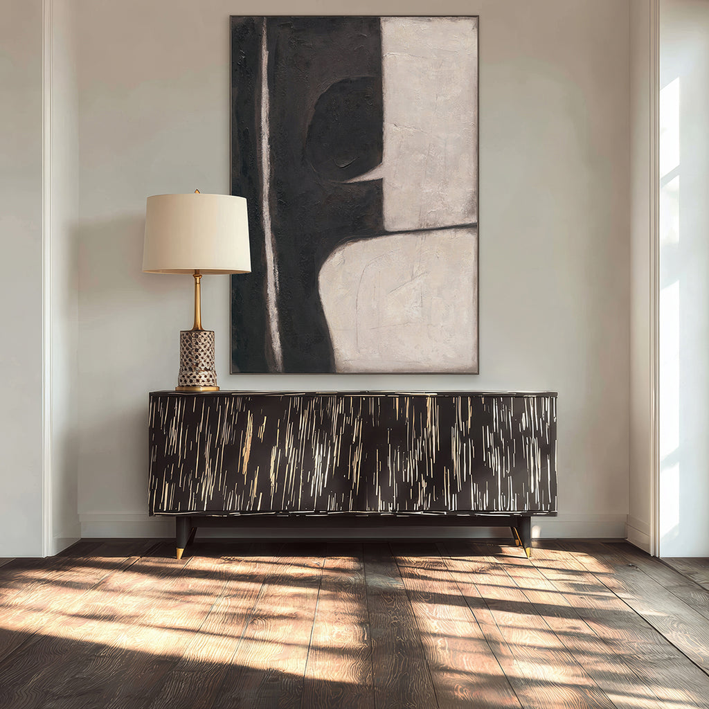 Monochrome Edge  Textured Abstract #R1016