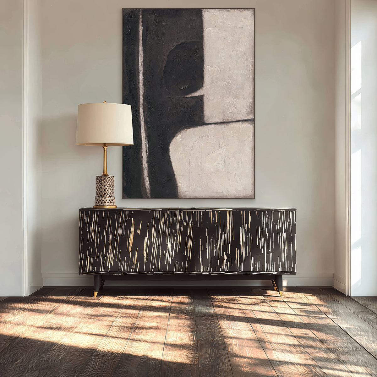 Monochrome Edge  Textured Abstract #R1016