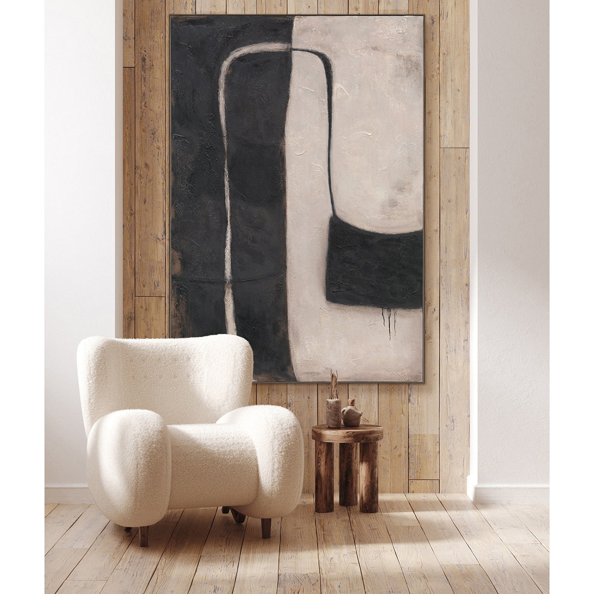 Monochrome Rhythm  Textured Abstract #R1017
