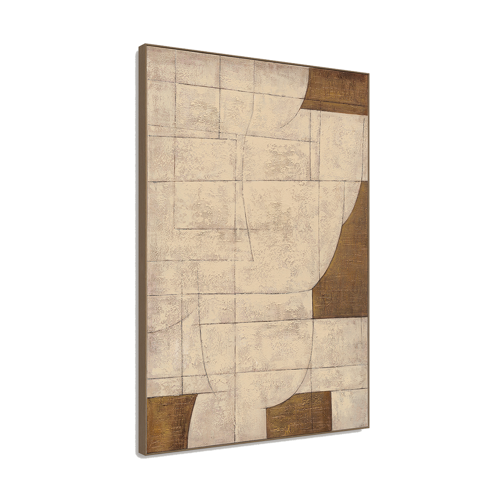 Golden Grid Geometric Abstract Painting #R2546