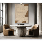 Golden Grid Geometric Abstract Painting #R2546