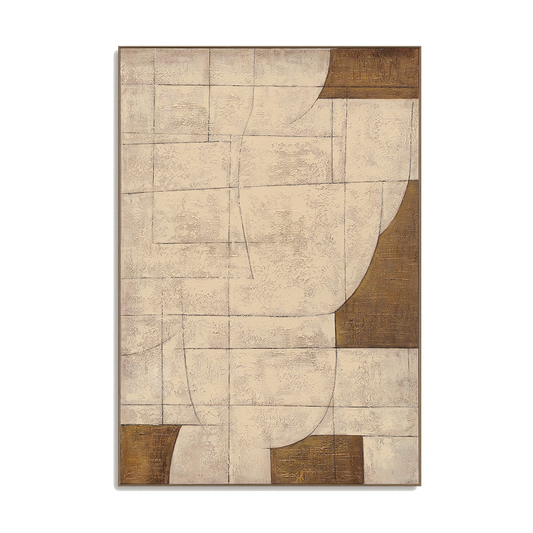 Golden Grid Geometric Abstract Painting #R2546