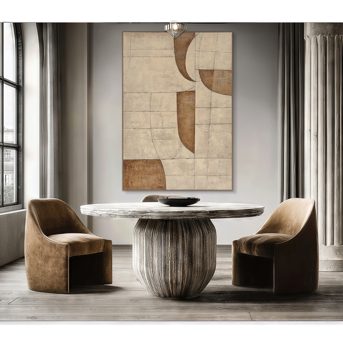 Bronze Harmony Abstract Geometric Painting #R2547