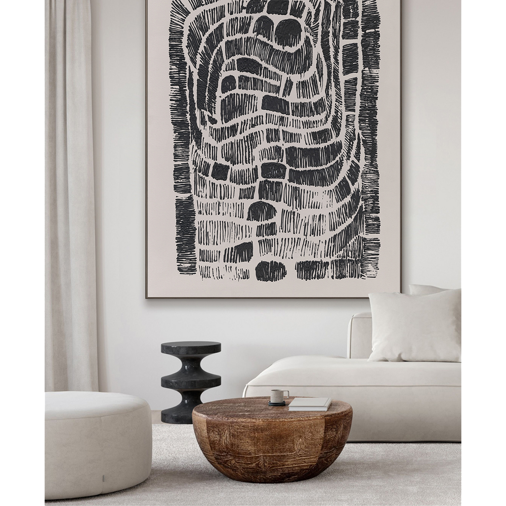 Monochrome Maze  Abstract Line Painting #R4013