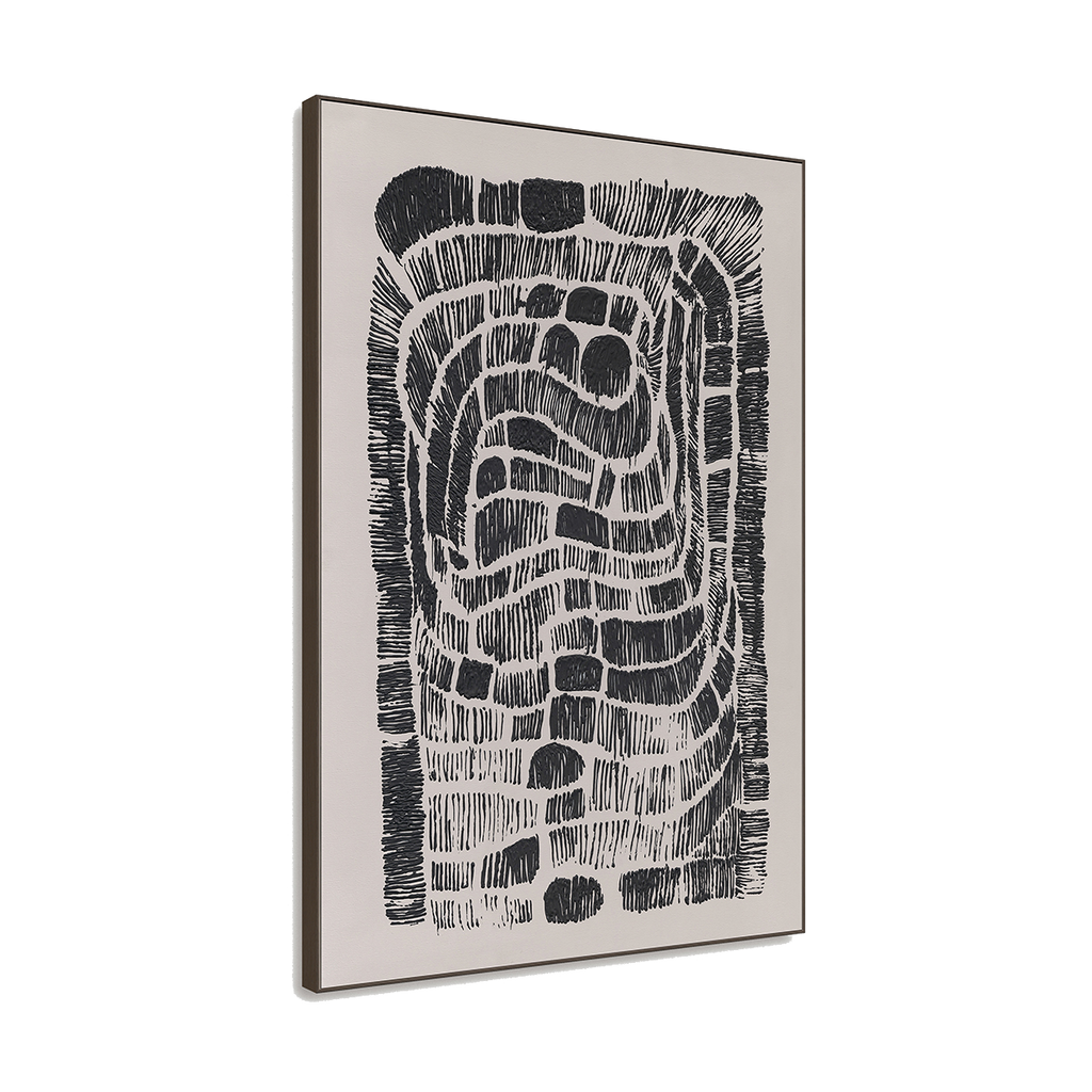 Monochrome Maze  Abstract Line Painting #R4013