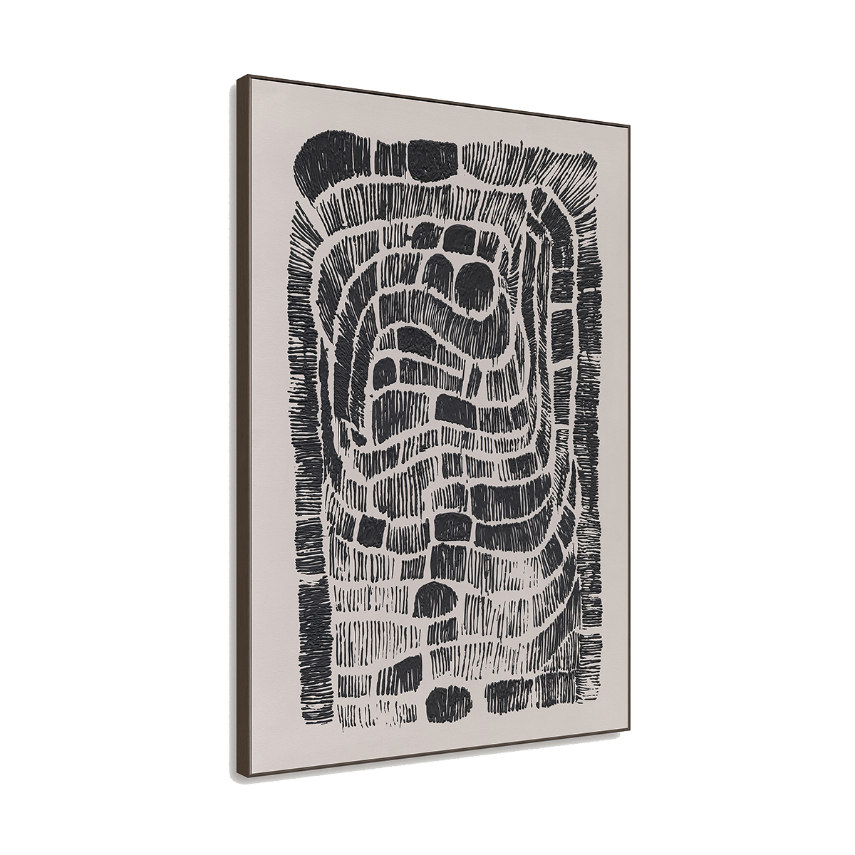 Monochrome Maze  Abstract Line Painting #R4013
