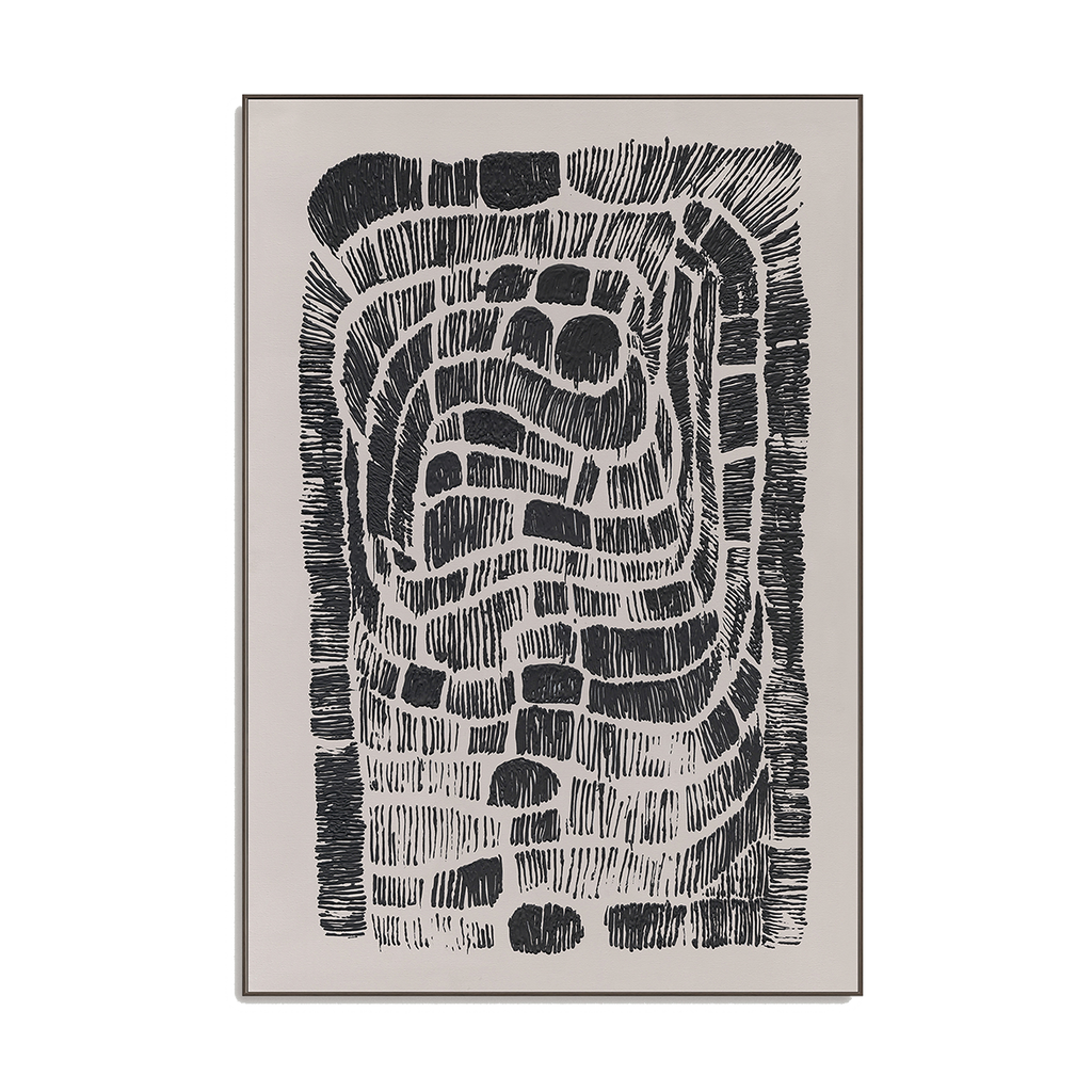 Monochrome Maze  Abstract Line Painting #R4013