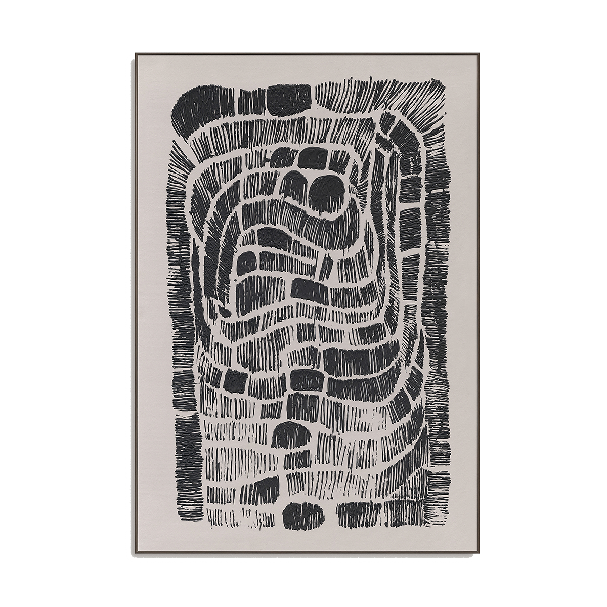 Monochrome Maze  Abstract Line Painting #R4013