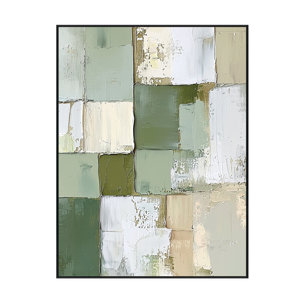 Verdant Balance Green and Beige Abstract Painting #RAX1