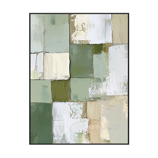 Verdant Balance Green and Beige Abstract Painting #RAX1