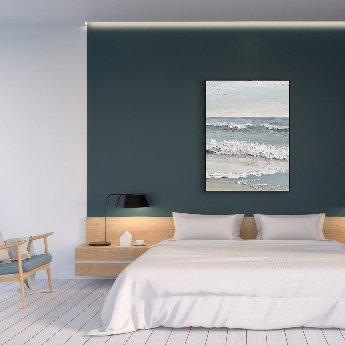 Whispering Tide Minimalist Seascape Textured Painting #RCK7