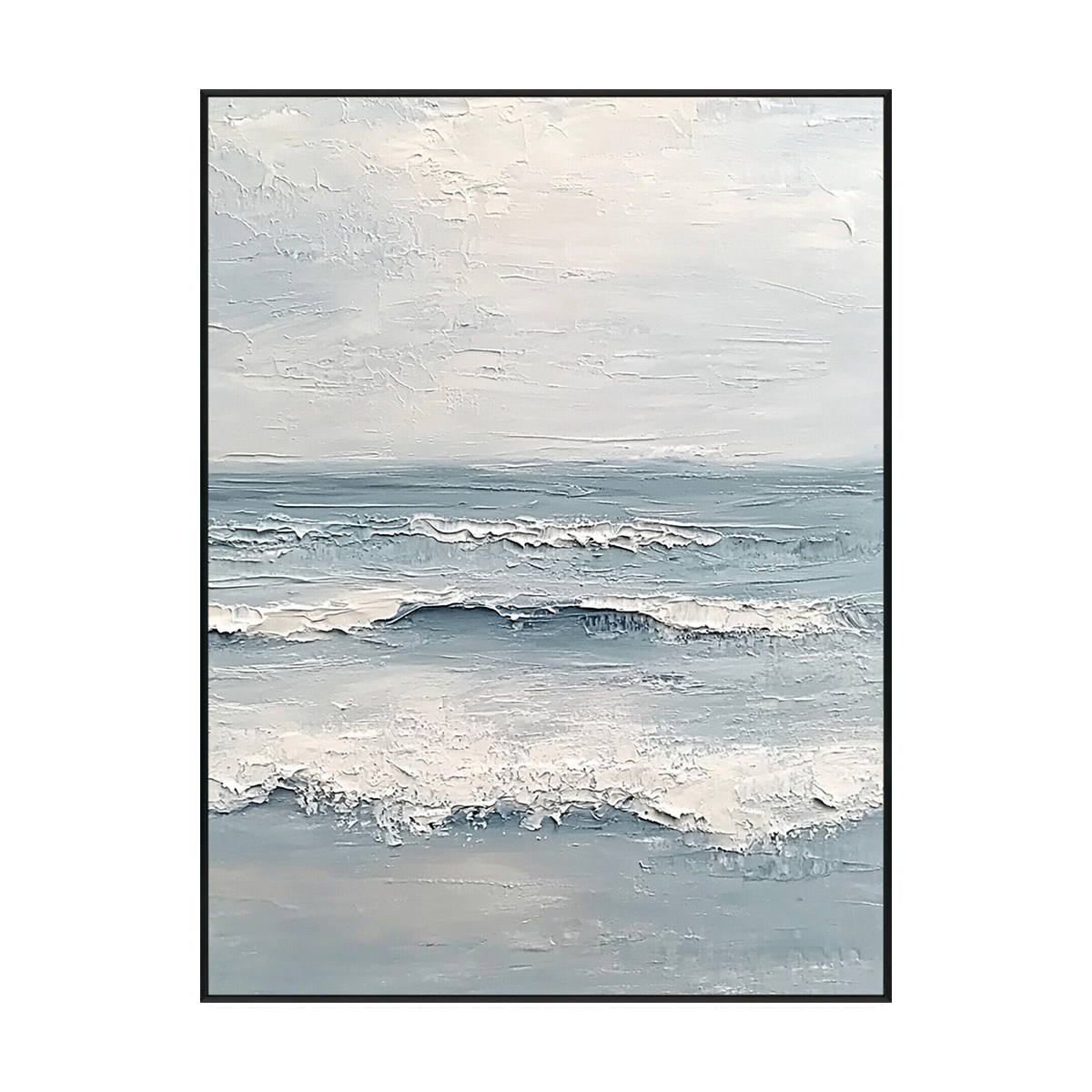 Calm Horizon Soft Blue Seascape Textured Painting #RCK7(78)