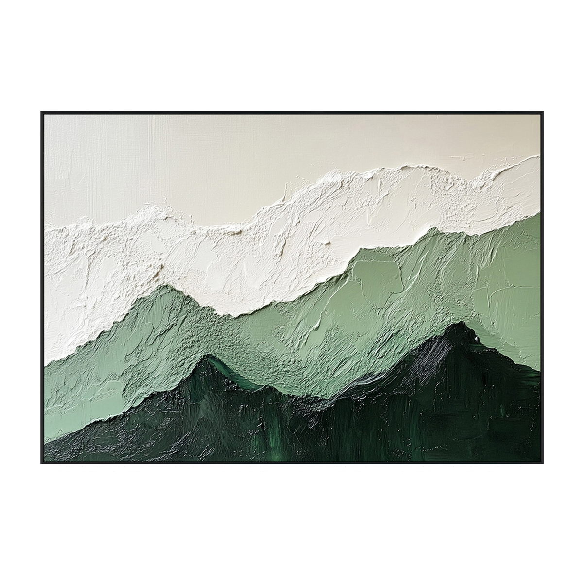 Verdant Peaks Green Mountain Textured Abstract Painting #RCX5