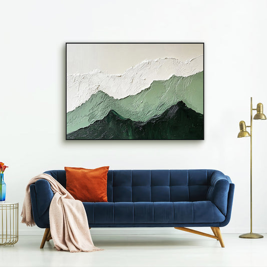 Verdant Peaks Green Mountain Textured Abstract Painting #RCX5