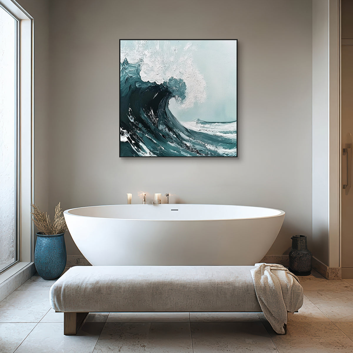 Emerald Surge Abstract Ocean Wave Painting #RDS1