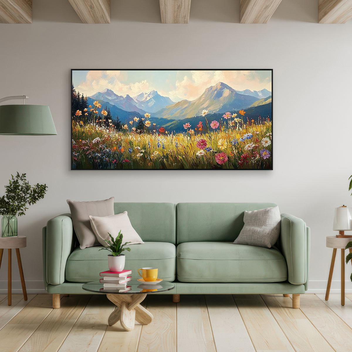 Alpine Bloom Landscape Painting #REX2 (471)