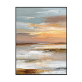 Golden Horizon Abstract Sunset Landscape Painting #RFX4