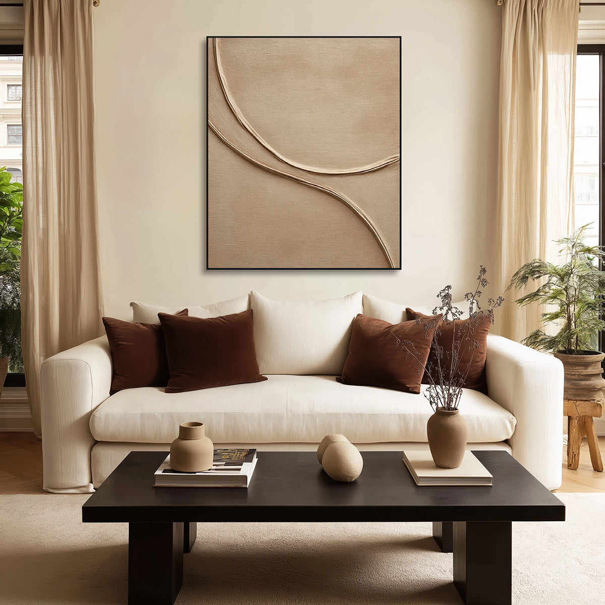 Golden Calm Minimal Textured Painting #RGH1