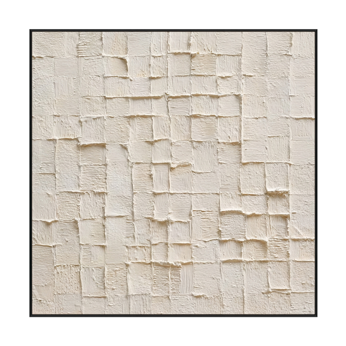 Whisper Grid White Textured Abstract Painting RGH-5