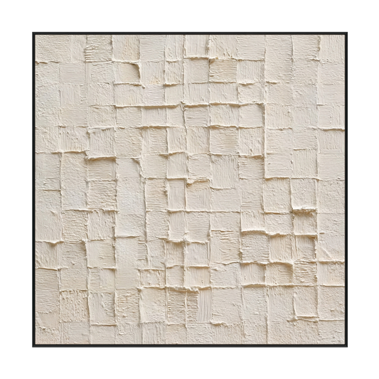 Whisper Grid White Textured Abstract Painting RGH-5
