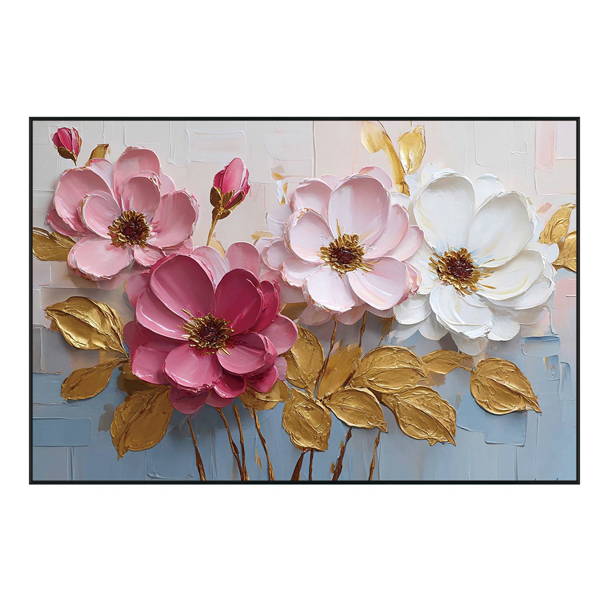 Blush Harmony Textured Floral Painting #RIH3