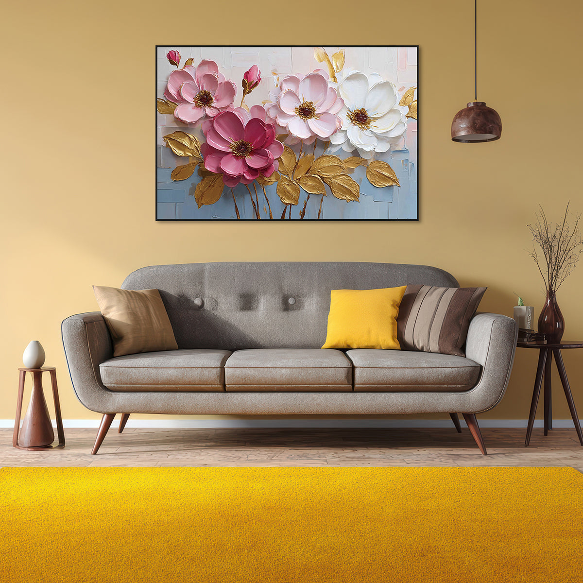 Blush Harmony Textured Floral Painting #RIH3