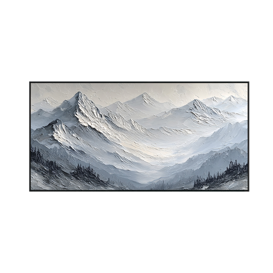 Silent Peaks Textured Mountain Painting #RIK1 (105)