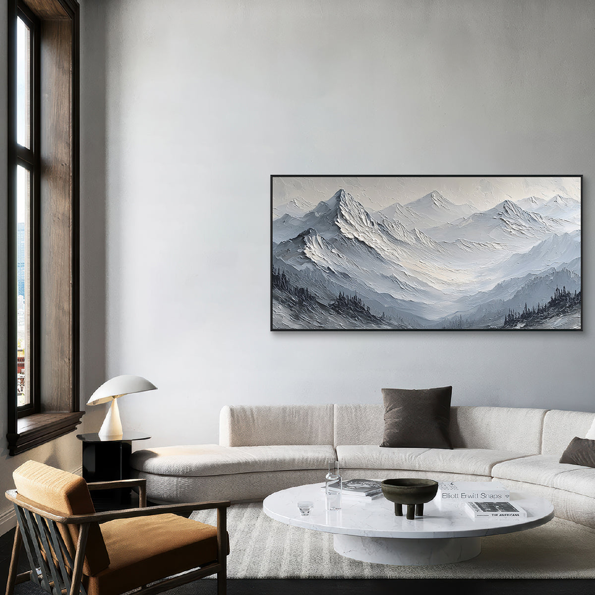 Silent Peaks Textured Mountain Painting #RIK1 (105)