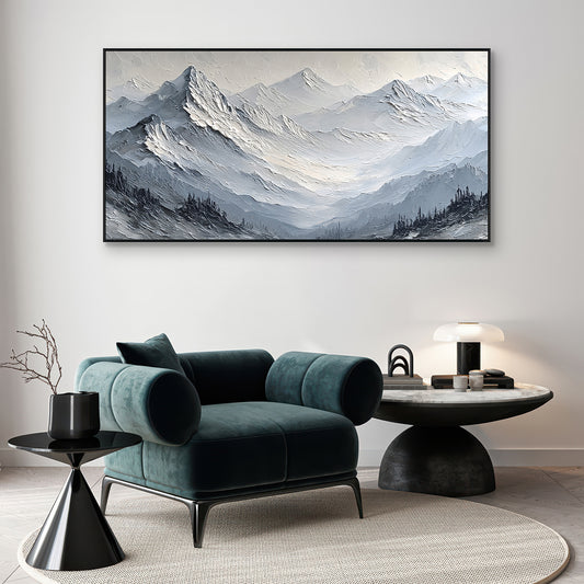 Silent Peaks Textured Mountain Painting #RIK1 (105)