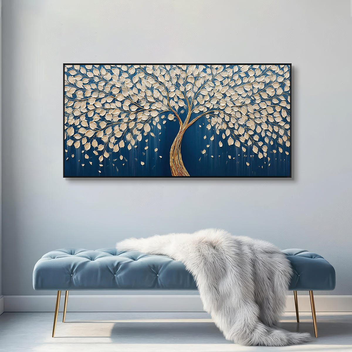 Golden Serenity Tree Textured Painting #RIK1 (123)