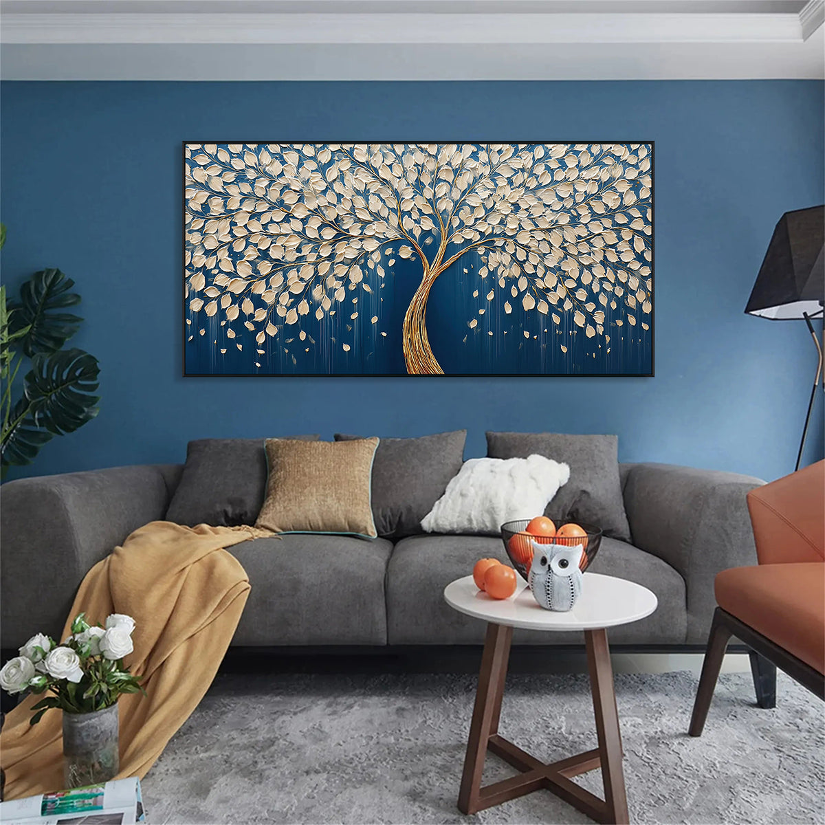 Golden Serenity Tree Textured Painting #RIK1 (123)