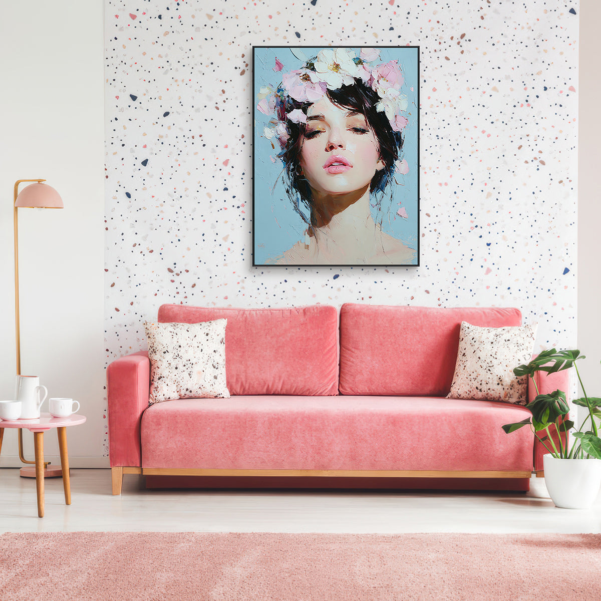 Blossom Muse Textured Feminine Portrait Painting #RIK1