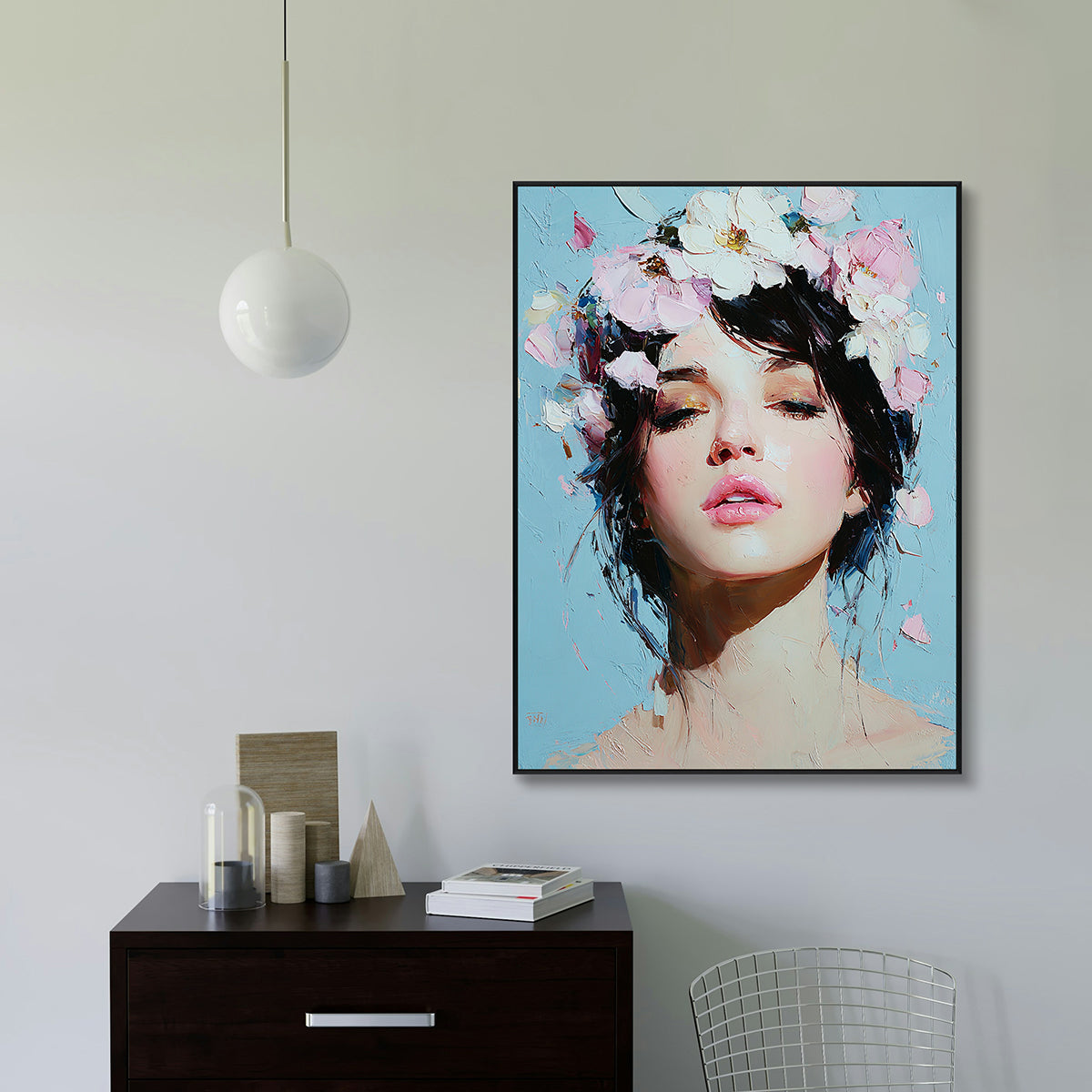Blossom Muse Textured Feminine Portrait Painting #RIK1