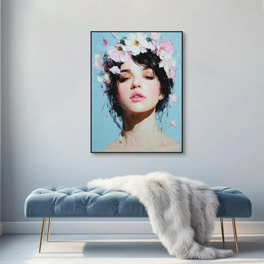 Blossom Muse Textured Feminine Portrait Painting #RIK1